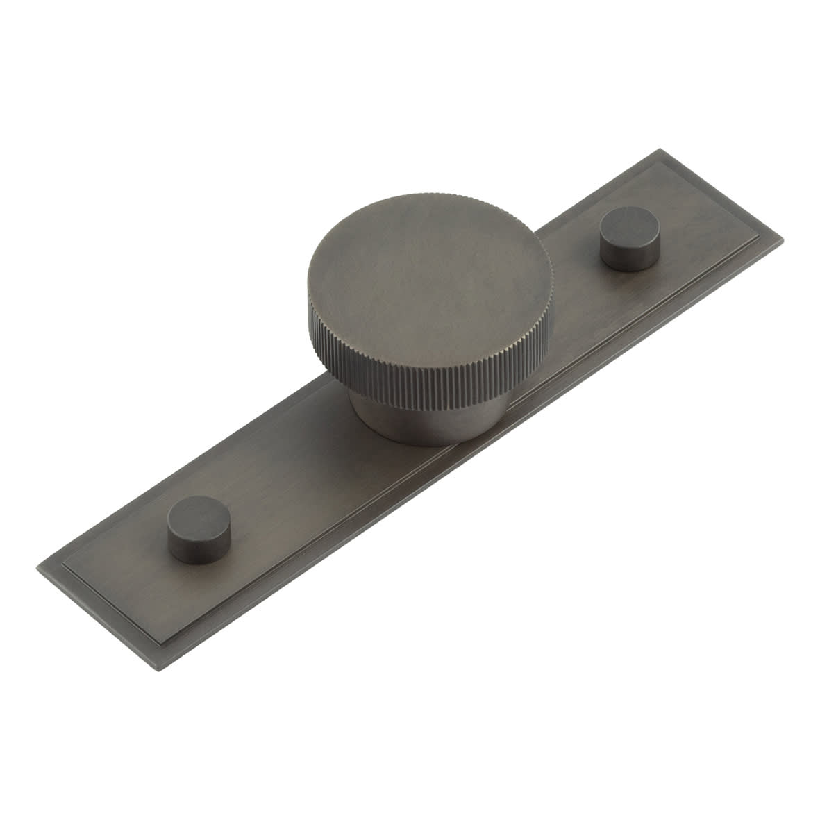 Thaxted Lines Round Cabinet Knob on Stepped Backplate - 40mm Diameter - Dark Bronze