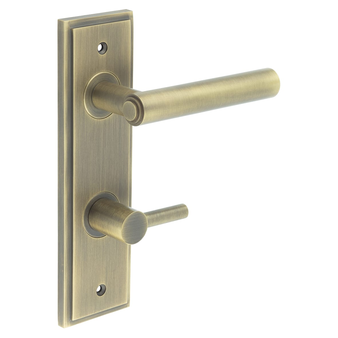Antique Brass Fire Rated DIN Bathroom Door Handles - Richmond - Inner 3 - 200 x 55mm