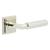 Polished Nickel Knurled Fire Rated Door Handles on Square Stepped Rose - Piccadilly Range