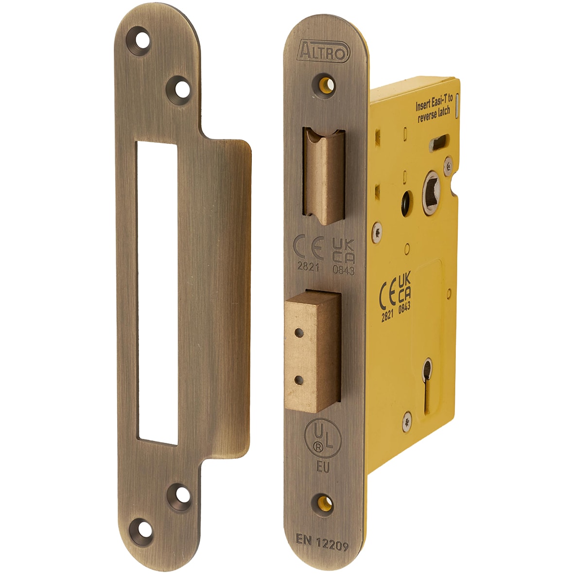 Architectural Bolt Through 3 Lever Sashlock - 78mm Case - 57mm Backset - Radius - Antique Brass