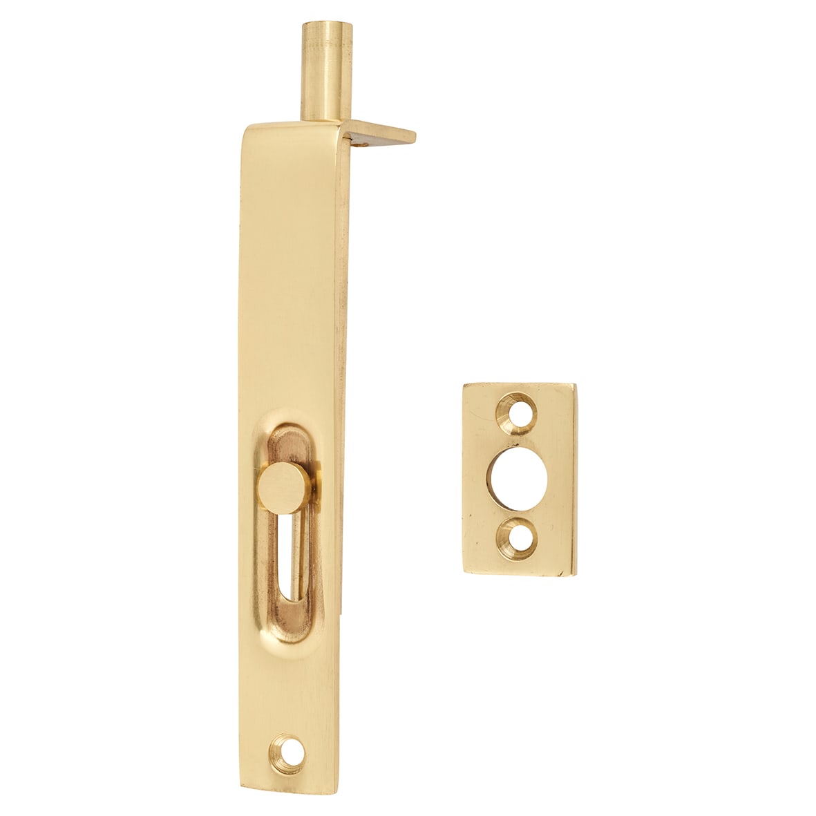 Slide Action Flush Bolt - 102 x 16mm - Polished Brass