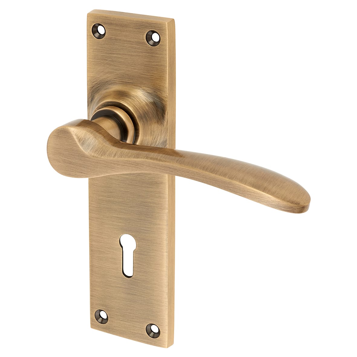 Antique Brass Keyhole Lock Door Handles - Buckingham Range - 152 x 41mm