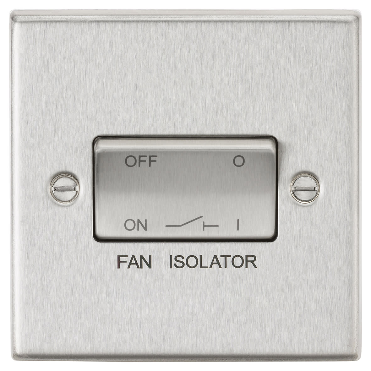 10A 1 Gang Square Edge Triple Pole Fan Isolator Switch - Brushed Chrome