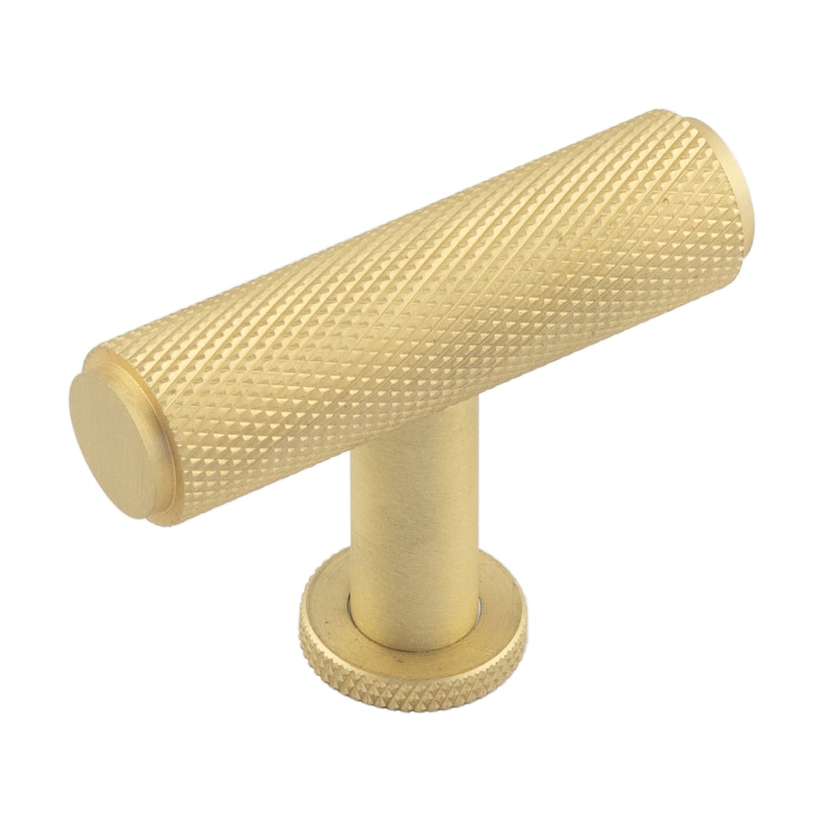 15mm Piccadilly Knurled T-Bar Cabinet Knob - 55 x 40mm - Satin Brass