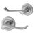 Satin Chrome Scroll Door Handles on Round Rose