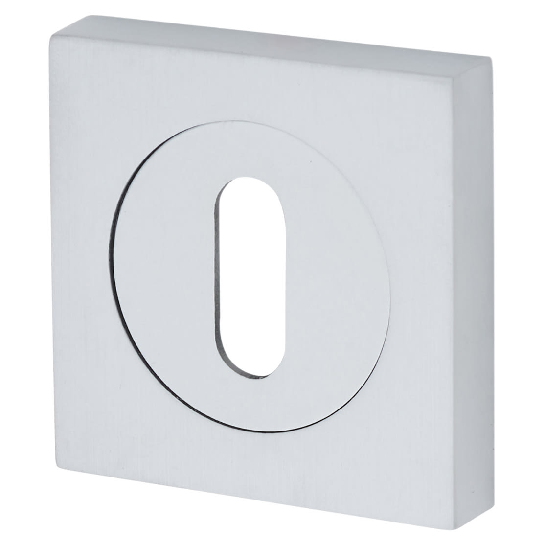 Brass Square Escutcheon - 50 x 50mm - Keyhole - Satin Chrome