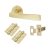 Satin Brass Latch Door Handles on Rose Pack - Ivy Range