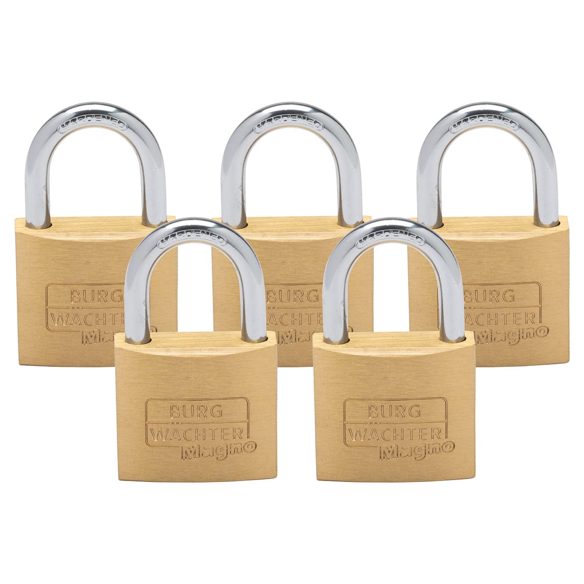Brass Magno Padlock - 60mm Body - 35 x 34.5mm Shackle - Keyed Alike - Pack of 5