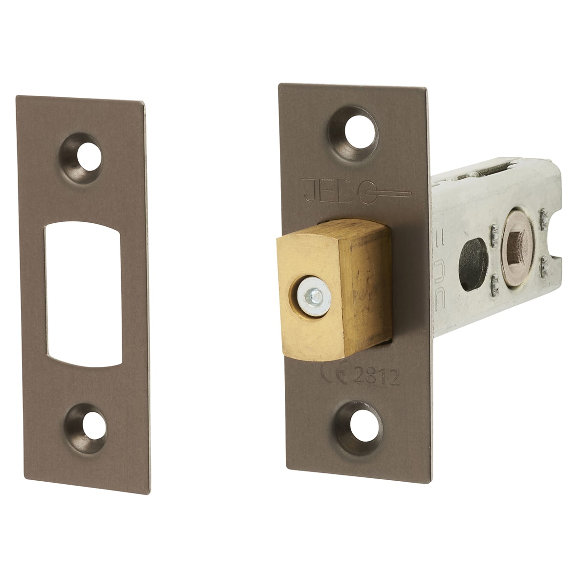 5mm Heavy Duty Bolt Through Tubular Bathroom Deadbolt - 64mm Case - 44mm Backset - Square - Ant Brass