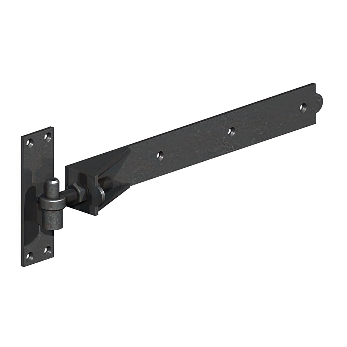 Medium Duty Adjustable Hook & Band Gate Hinge - 600 x 50mm - Epoxy Black - Pair