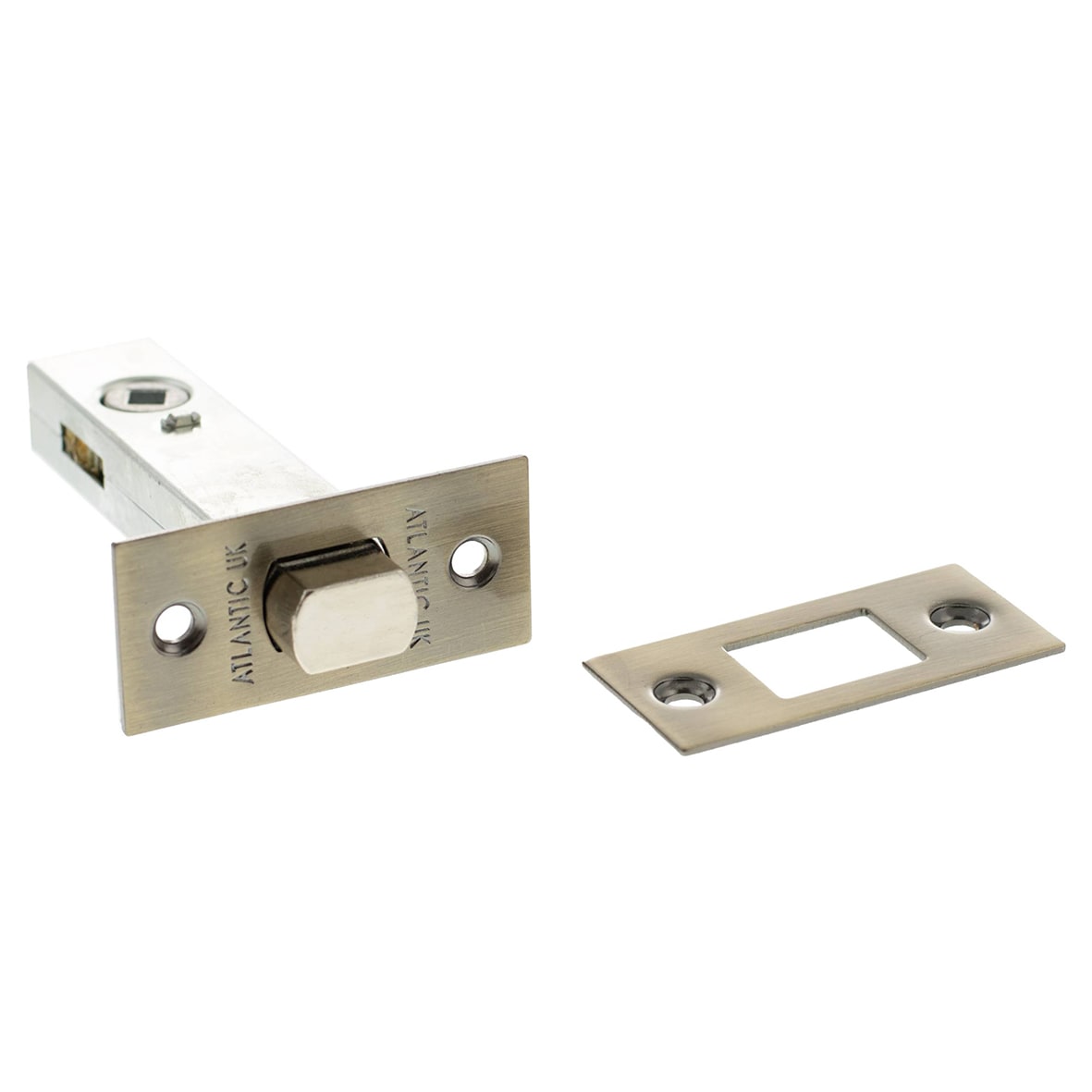 5mm Tubular Bathroom Deadbolt - 80mm Case - 60mm Backset - Square - Antique Brass