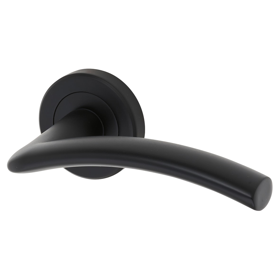 Brass Matt Black Door Handles on Round Rose - Trenta Range
