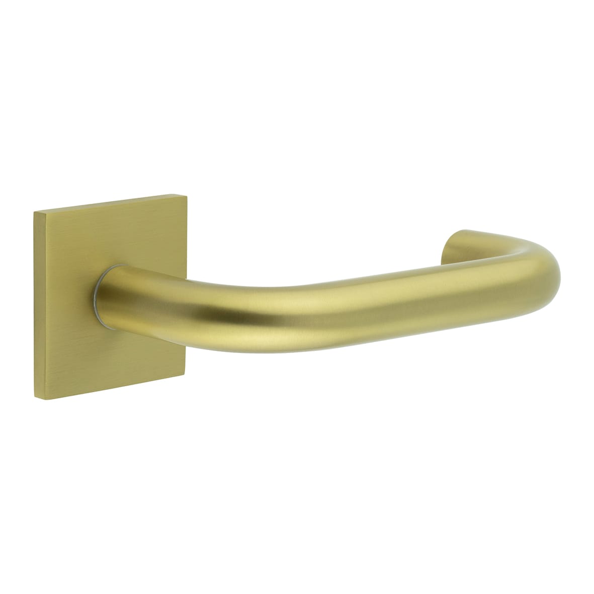 Satin Brass Unsprung 19mm Fire Rated Return to Door Handles on Square Rose - CR-106 Range
