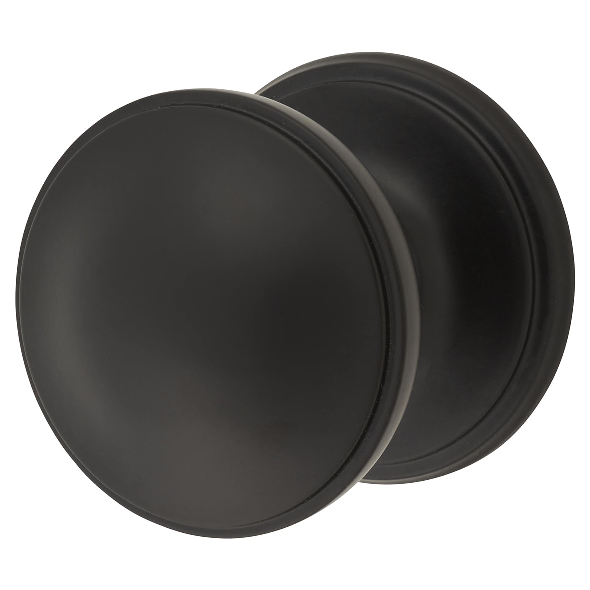 Matt Black Round Centre Door Knob - 80mm Rose Diameter