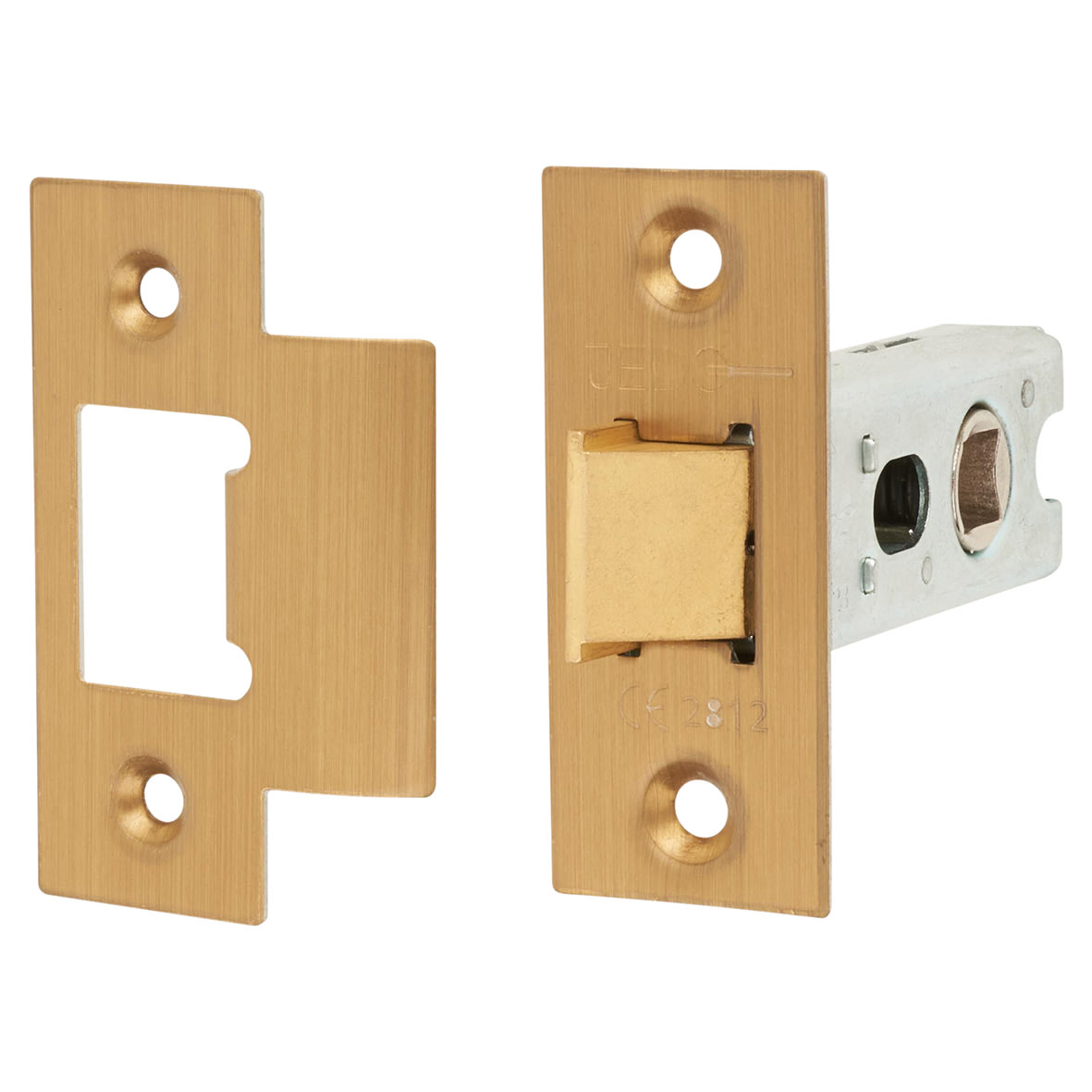 Heavy Duty Bolt Through Tubular Latch - 64mm Case - 44mm Backset - Square - Satin Brass