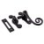 Curly Tail Mortice & Hook Plate Window Fastener - Reversible - 120 x 26mm - Smooth Black