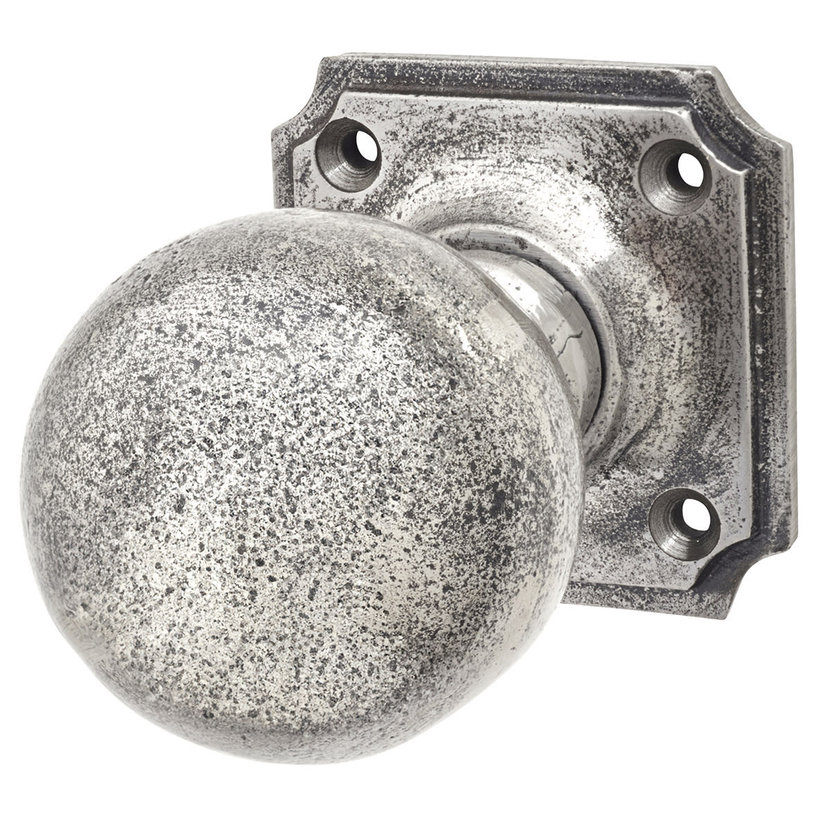 Polished Iron Ball Mortice Door Knob - 52 x 52mm Square Rose