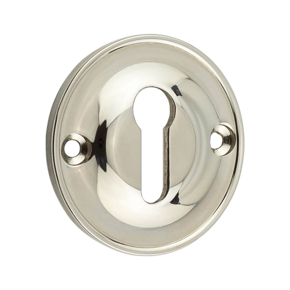 Escutcheon - 40mm Diameter - Keyhole - Polished Nickel