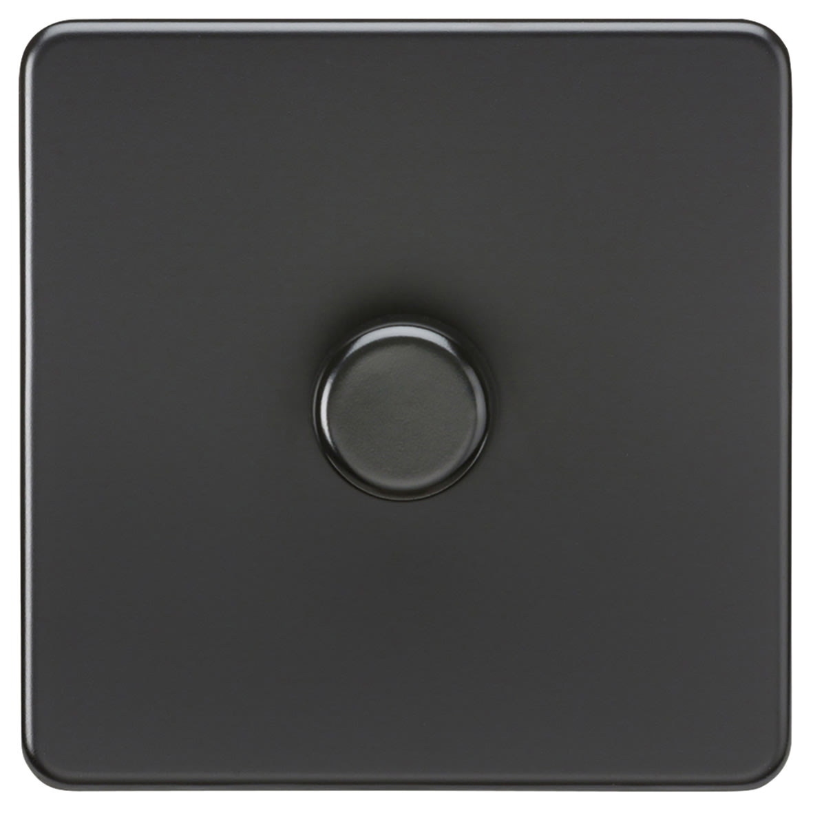 5 - 150W 1 Gang 2 Way Push On/Off Rotary Intelligent LED Dimmer Switch - Matt Black