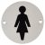 Ladies Toilet Door Sign - 75mm Diameter - Satin Aluminium