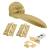 Satin Brass Latch Door Handles on Rose Pack - Morgan Range