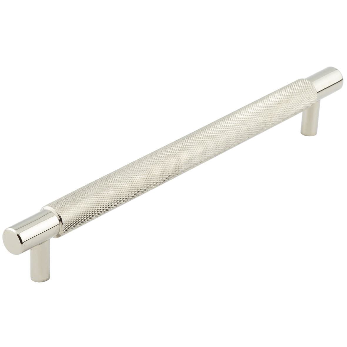 Taplow 18mm Knurled T-Bar Cabinet Pull Handle - 224mm c/c - Polished Nickel