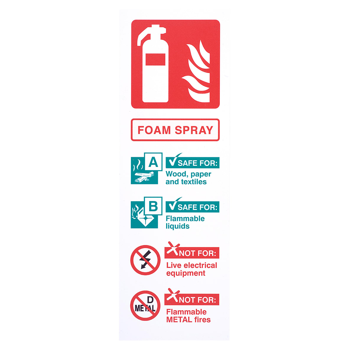 Foam Extinguisher Sign - 100 x 300mm - Rigid Plastic
