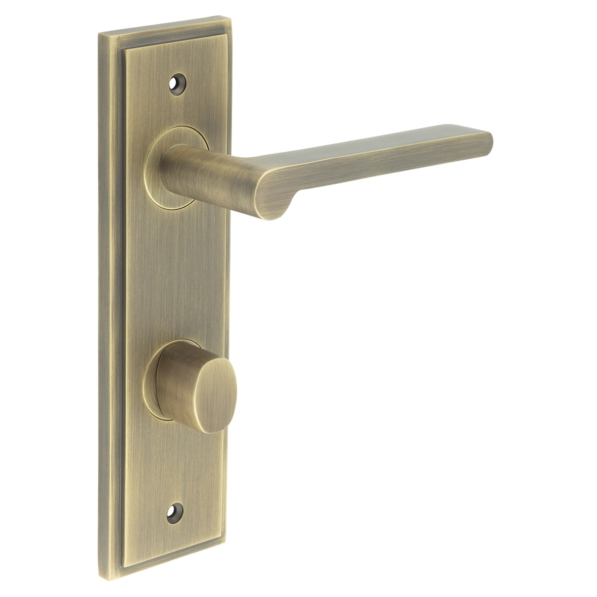 Antique Brass Fire Rated DIN Bathroom Door Handles - Fitzrovia - Inner 2 - 200 x 55mm