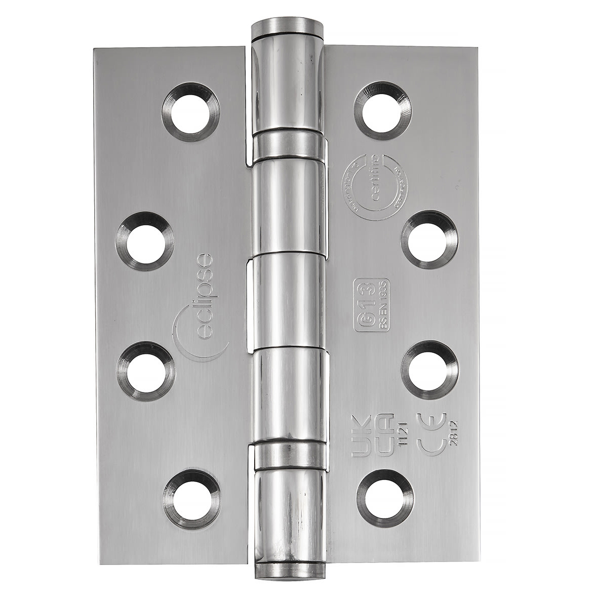 Ball Bearing Grade 13 Butt Fire Door Hinge - 102 x 76 x 3mm - Polished Stainless - Pack of 3