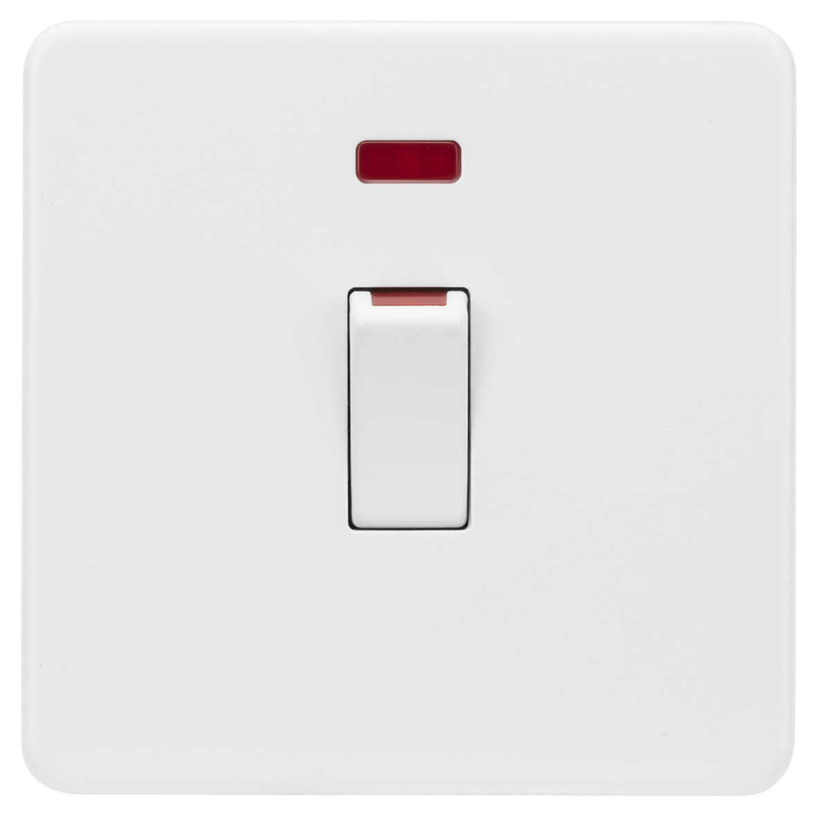 45A 1 Gang Screwless Double Pole Cooker Switch with Neon - Matt White