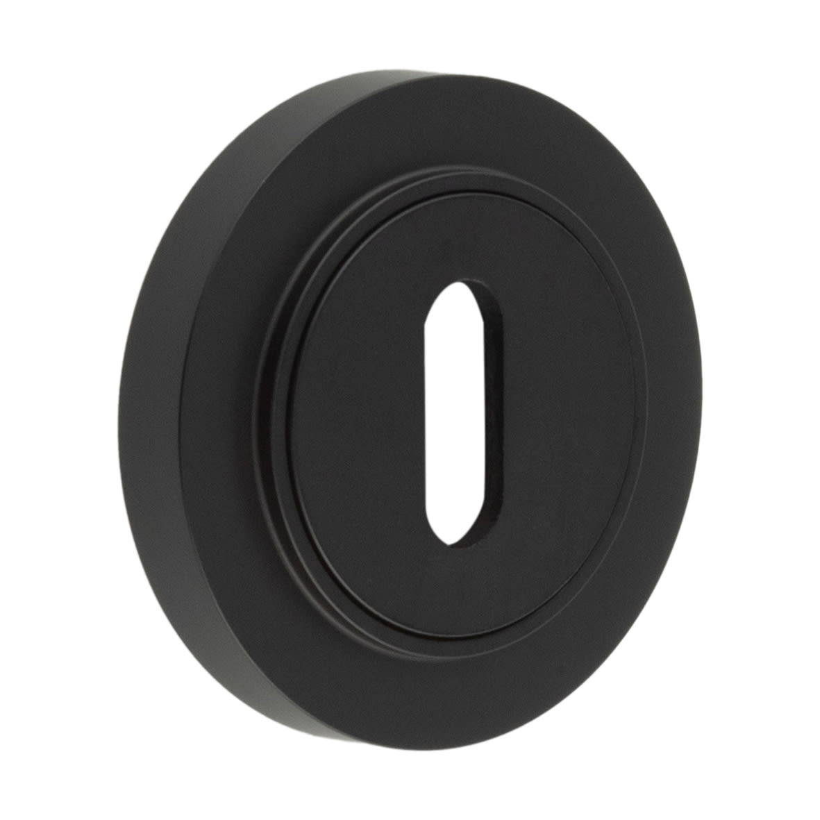 Escutcheon on Plain Rose - 53mm Diameter - Keyhole - Black