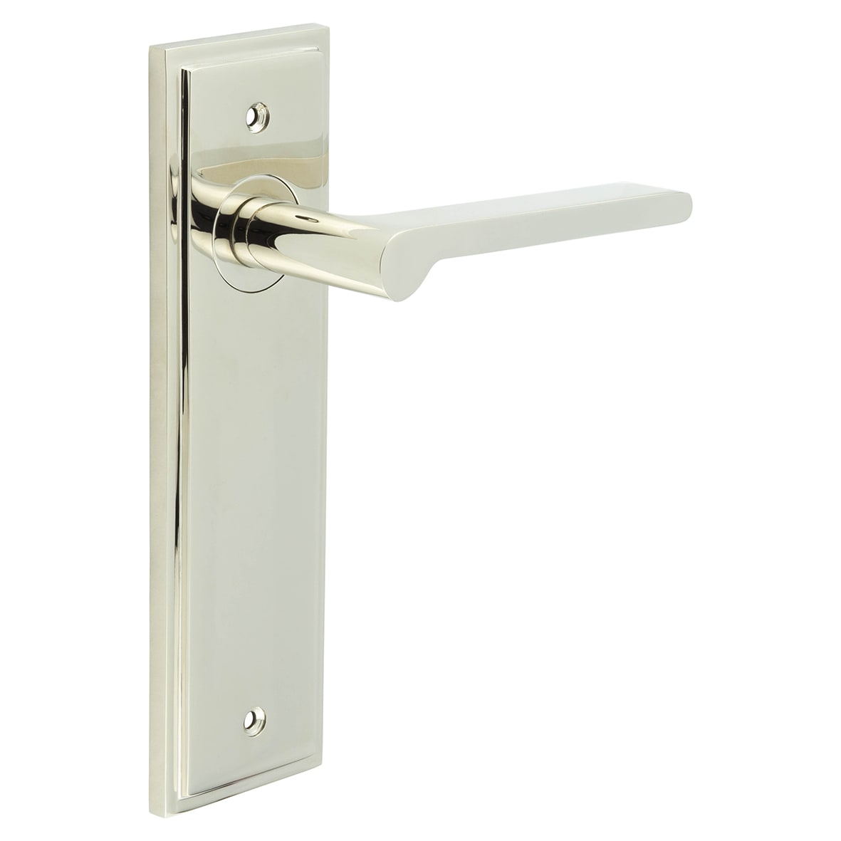 Polished Nickel Fire Rated Latch Door Handles - Fitzrovia - 200 x 55mm