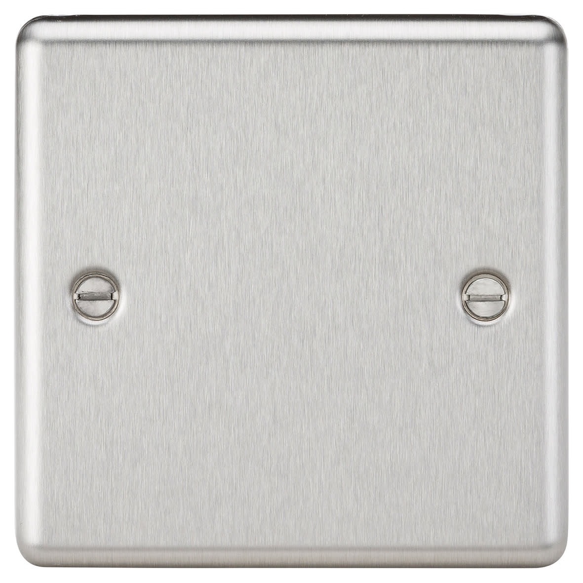 1 Gang Round Edge Blank Plate - Brushed Chrome