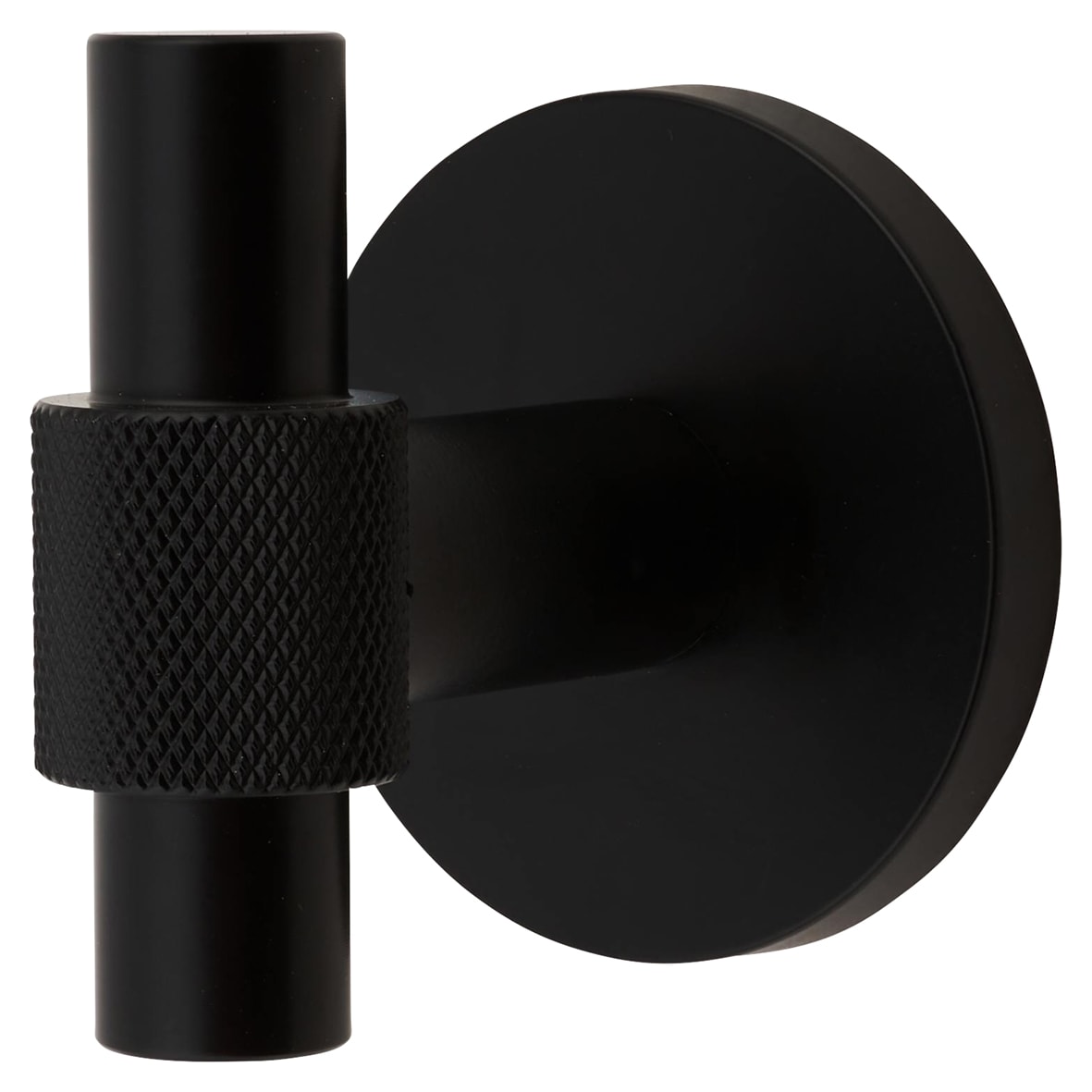 Knurled Single Coat Hook - 55 x 52mm - Matt Black