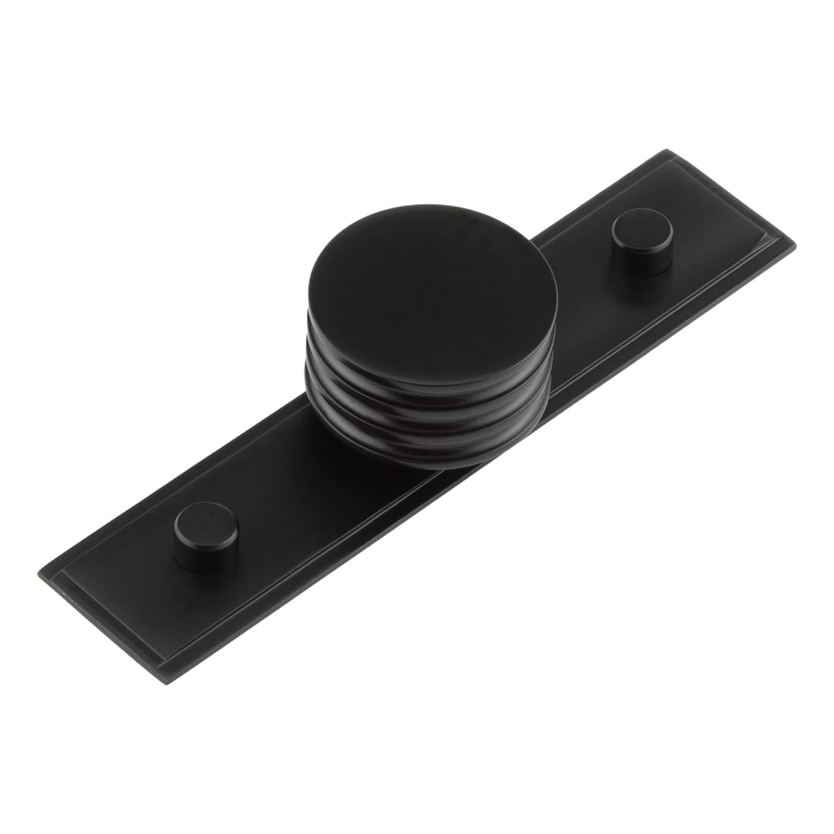 Sturt Grooved Round Cabinet Knob on Stepped Backplate - 40mm Diameter - Black