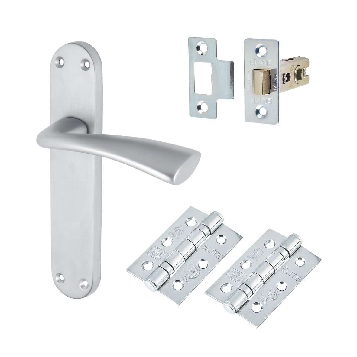 Satin Chrome Latch Door Handles Pack - Verona Range