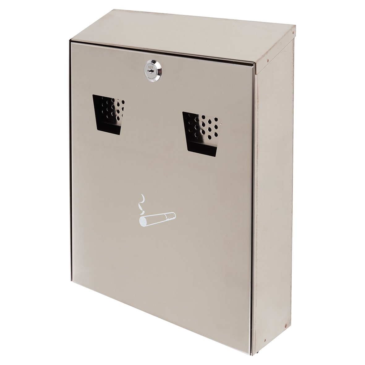 Compact Cigarette Bin - 225 x 320 x 75mm - Silver