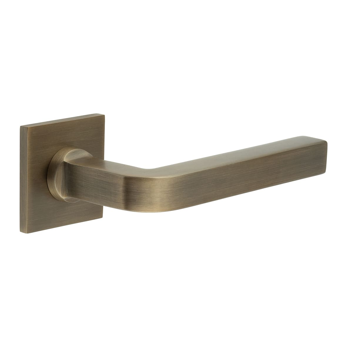 Antique Brass Unsprung Fire Rated Door Handles on Square Rose - CR-104 Range