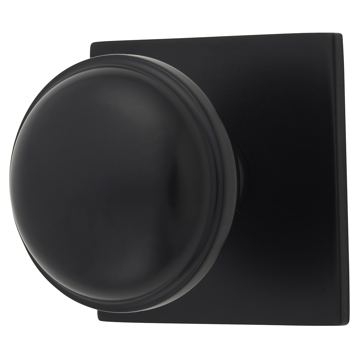 Quantock Cabinet Knob on Square Backplate - 38mm Diameter - Matt Black