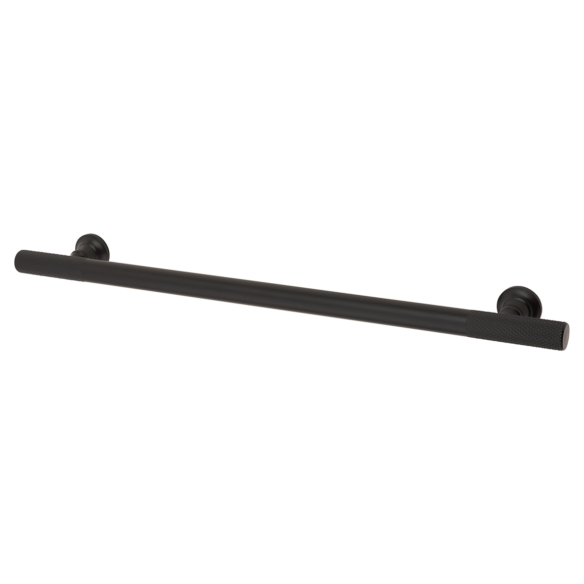 York 12mm Partially Knurled T-Bar Cabinet Pull Handle - 224mm Centres - Matt Black