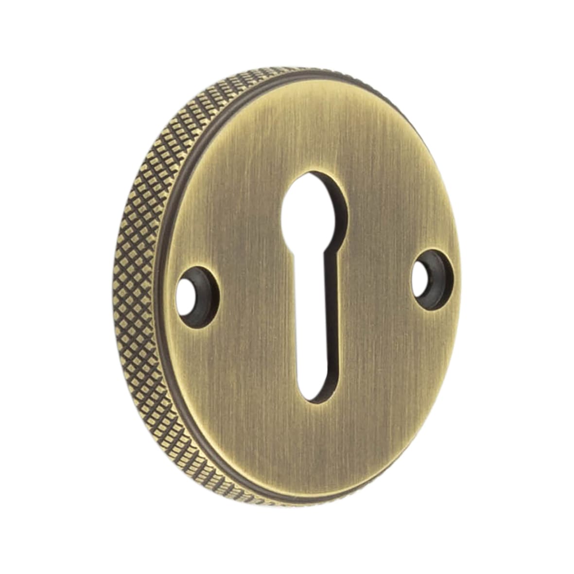 Westbourne Knurled Escutcheon - 40mm Diameter - Keyhole - Antique Brass