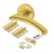 Marcus Polished Brass Latch Door Handles on Rose Pack - Centaur Range