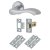 Satin Chrome Scroll Latch Door Handles on Rose Pack - Scarlett Range