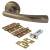 Rochester Latch Door Handles on Rose Pack - Antique Brass