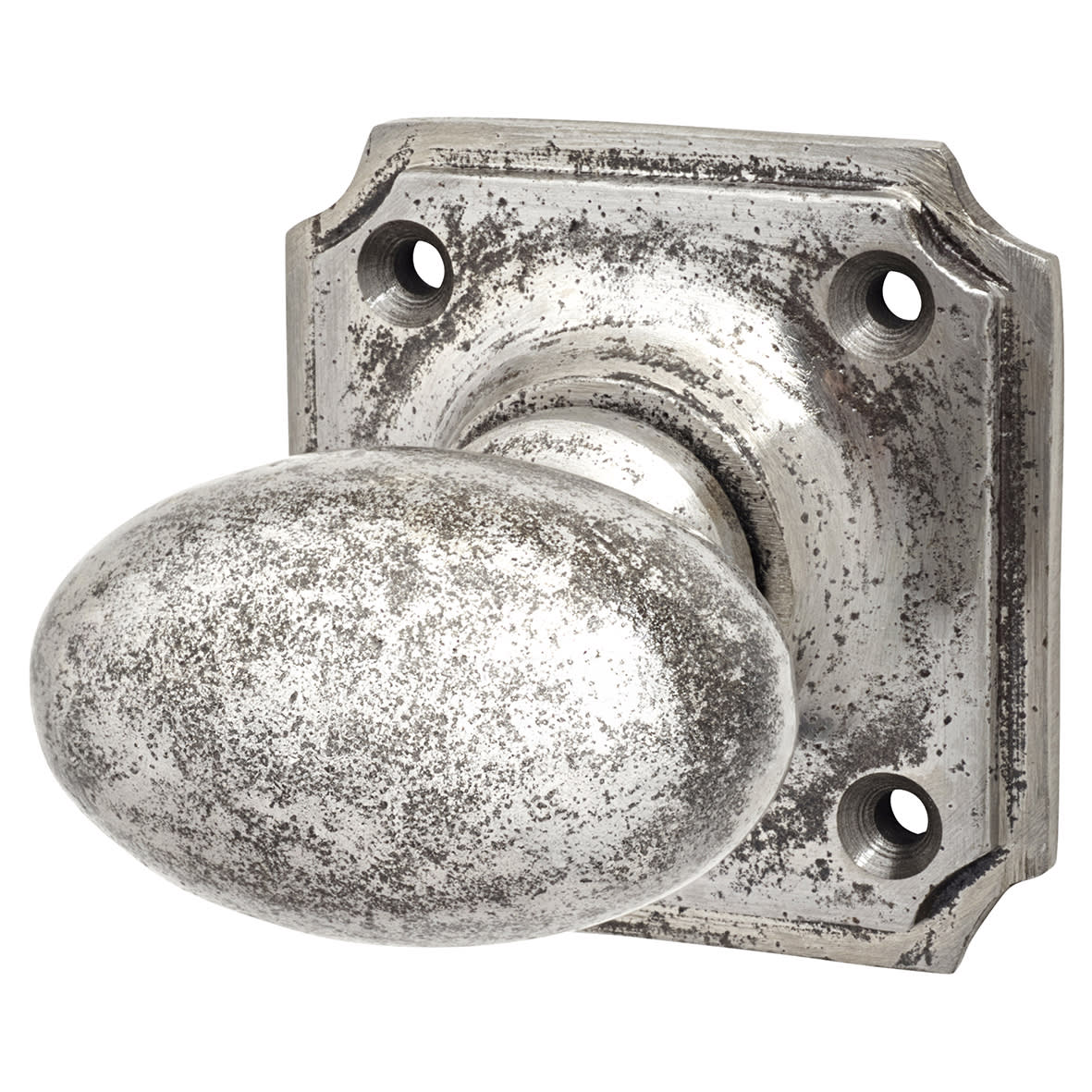Polished Iron Oval Rim Door Knob - 52 x 52mm Square Rose