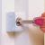 8K102 Wooden Push Button Window Lock - White - Pack of 2 with Key