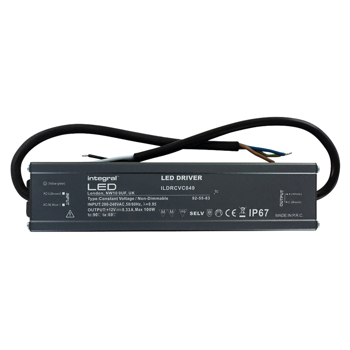 LED 12V 100W Constant Voltage LED Driver - - 200-240VAC