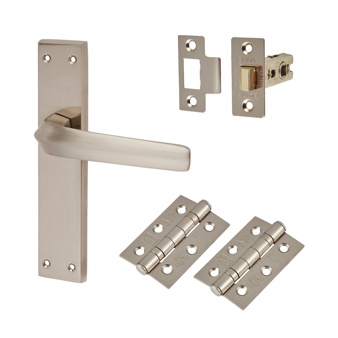 Satin Nickel Latch Door Handles Pack - Norley Range