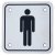Mens Square Toilet Door Sign - 100 x 100mm - Polished Stainless