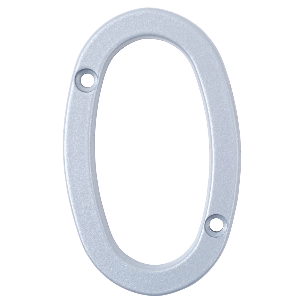 76mm Screw Fix Door Numeral - 0 - Premium Satin Silver